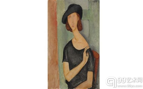 莫蒂里安尼的《杨妮·艾布登》，一幅作于1919年的他的情人的画像，估价为1600万至2200万英镑。