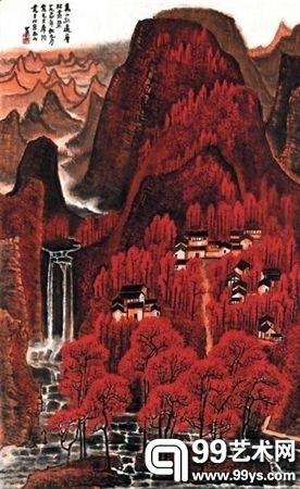 李可染《万山红遍》镜心 设色纸本 1964年 131×84cm 钤印：可染