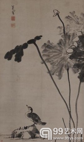 八大山人《荷花水禽》