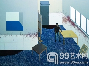 黄一山《有红色颜料的画室》