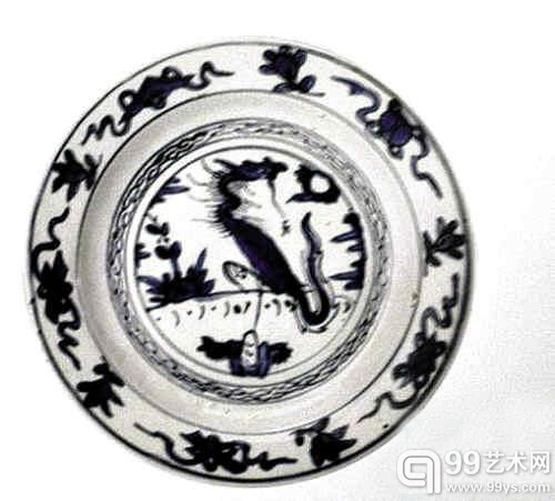 南澳一号 出水，明代景德镇窑青花丹凤朝阳图盘