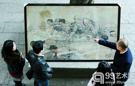 宗其香巨幅国画“嘉陵江上”面世。 记者 唐浩 摄