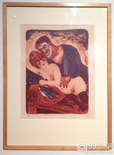 《水手与女孩》彩色石版画 1923