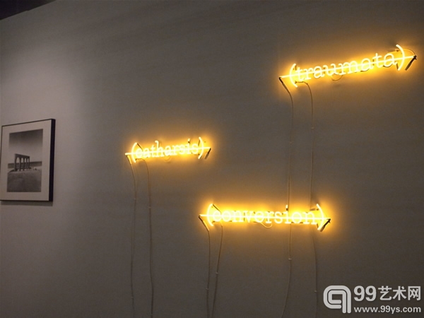 艺术季约瑟夫·蔻苏齐（Joseph Kosuth）的1986年作品《宣泄、转变、创伤》（Catharsis, Conversion, Traumata）