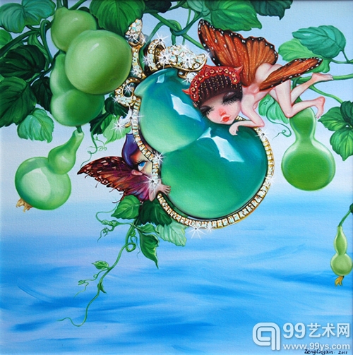 我的快乐Baby－宝葫芦密语 布面油画110X110cm.2012年