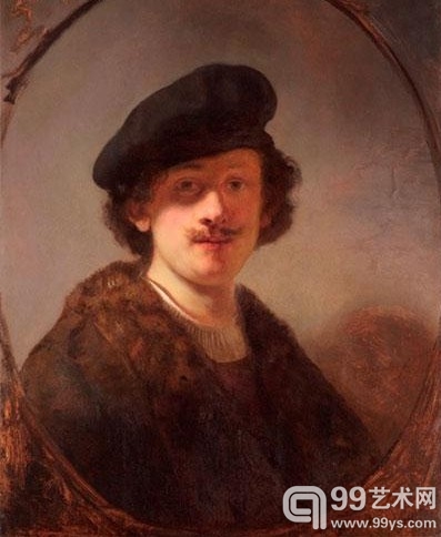 伦勃朗，《眼部带有阴影的自画像》，1643。