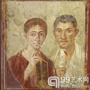 面包房东主夫妇的双人肖像壁画