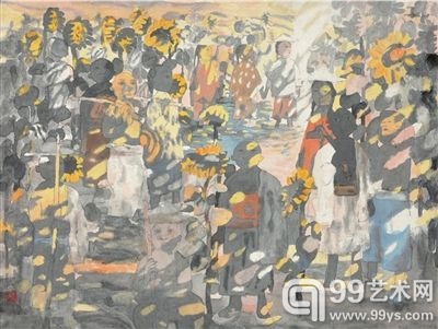 田黎明《向日葵下》设色纸本83×110cm北京保利供图
