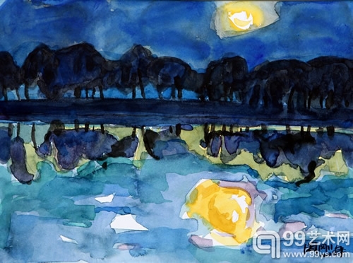 蓝色西湖——西湖月色 36cmx48cm 2011年