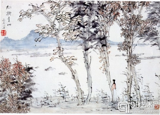 虚谷 红树青山 