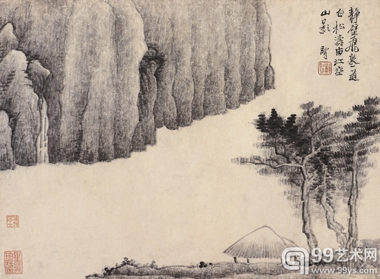 龚贤《静壁飞泉图》