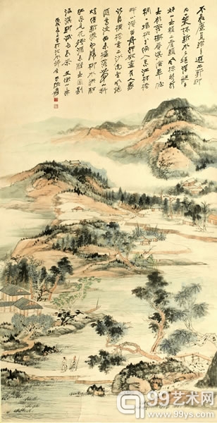 张大千  清溪翠幄  158X82cm  估价：1800-2200万 出版:《张大千精品集》P274，人民美术出版社