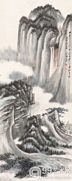 张大千 紫崖叠泉