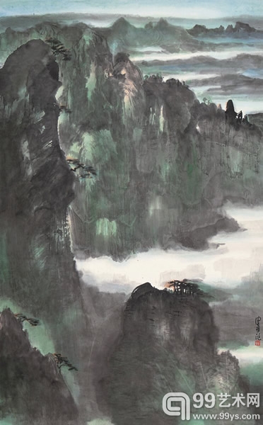 陈佩秋 《青山翠嶂》设色纸本 立轴 90×56cm_副本
