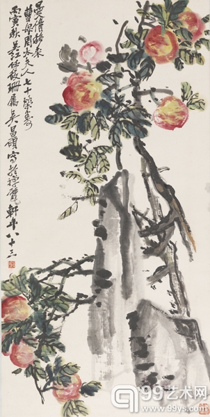 吴昌硕《寿桃》