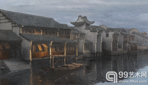 王其钧教授油画作品《拂晓》(90x53) cm
