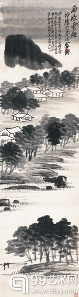 1561 齐白石(1864-1957) 雨后云烟 129×35 cm