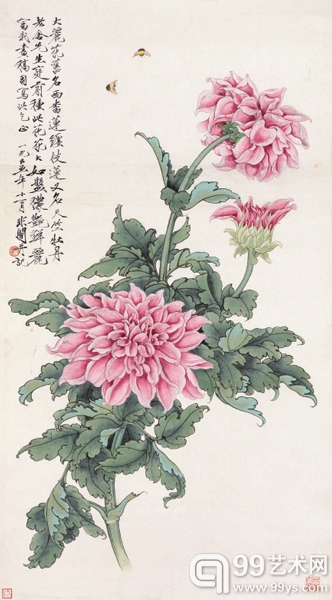 于非闇(1889-1959) 大丽花 89×49 cm