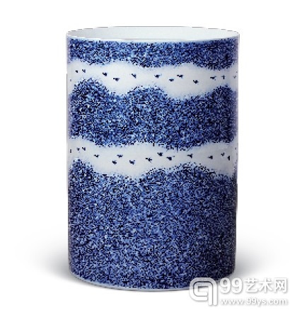白磊(b.1963) 芦荡深深 青花卷缸
