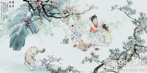 钟莲生(b.1944) 华夏神童 釉上彩瓷板