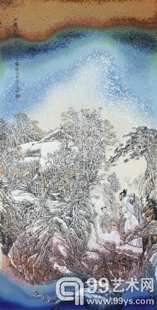 饶晓晴(b.1961) 三顾茅庐 高温颜色釉瓷板