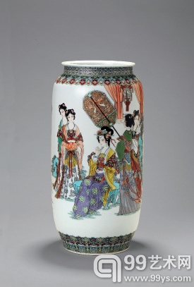 方复(b.1941) 南国荔枝红 古彩瓷瓶