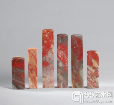 昌化鸡血石方章六件