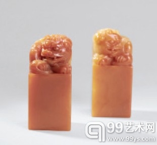 寿山善伯石狮钮对章