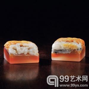 郭祥忍作元和洞杜陵晶石松鼠钮对章，福建东南2013春拍拍品
