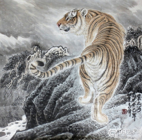 中国宋庄艺术品交易网无底价拍卖作品  《威震山河》