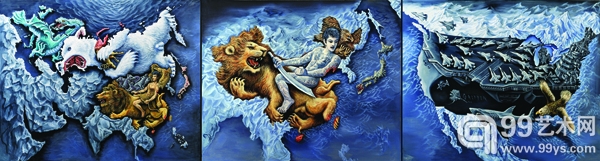  王斐《忧与爱的咏叹调》486×130cm  布面丙烯 2011