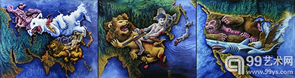 王斐《文明史》486×130cm  布面丙烯 2012