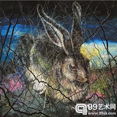 曾梵志《兔子》布面油画400×400cm2012年作