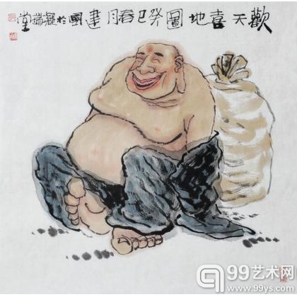 郭建国国画人物作品 传递快乐祥和的正大气象