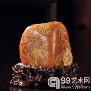 林文举作田黄石《岁寒三友》薄意随形章　151g　福建东南2013春拍拍品