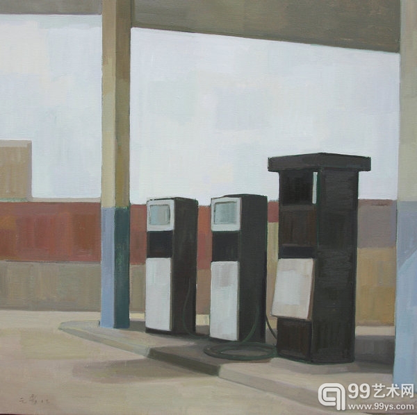 王音 Wang Yin，加油站 No.5 Gas Station No.5，布面油画 Oil on canvas，120×120cm，2012