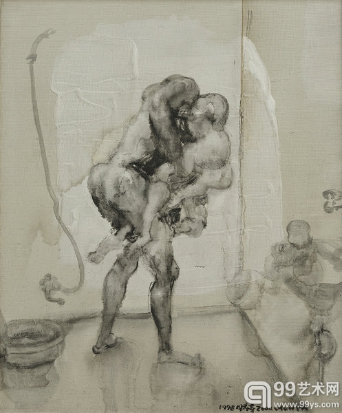 周春芽 Zhou Chunya，爱之热恋 The Passion of Love，布面油画 Oil on Canvas，73×62cm，1998