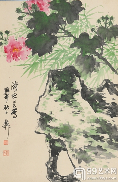 谢稚柳 芙蓉 立轴 68*44