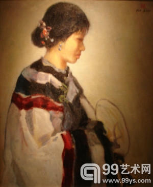 《清装妇女》76×63cm1948年