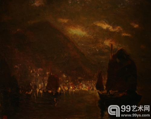 《香港夜景》64×78cm1950年.jpg