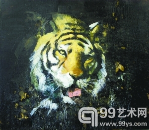 《虎》 213cm×244cm 布面蜡画 2008年