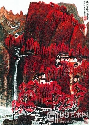 山水画《万山红遍》 李可染作