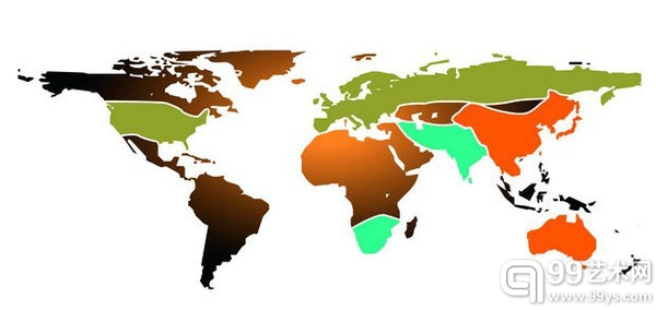 参加国家馆的国家分布图