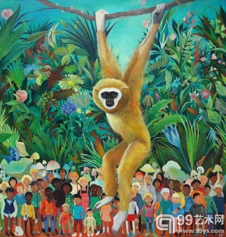 刘冰《人群之上》 布面油画 120×120cm 2012 年