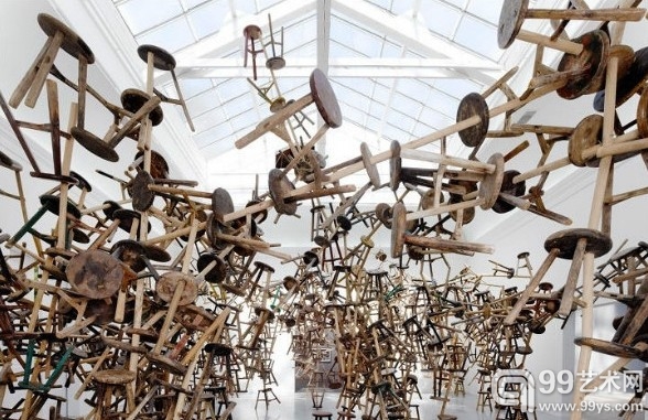 Ai Weiwei,Bang, 866 antique stools, 11 x 12 x 6.7 m, 2010-2013