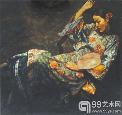 陈逸飞《微醺》布面油彩150×146cm2000年作。