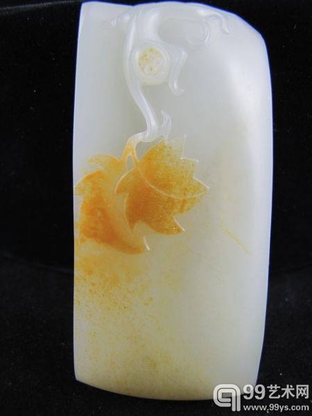和田籽玉桂花皮俏色封侯牌