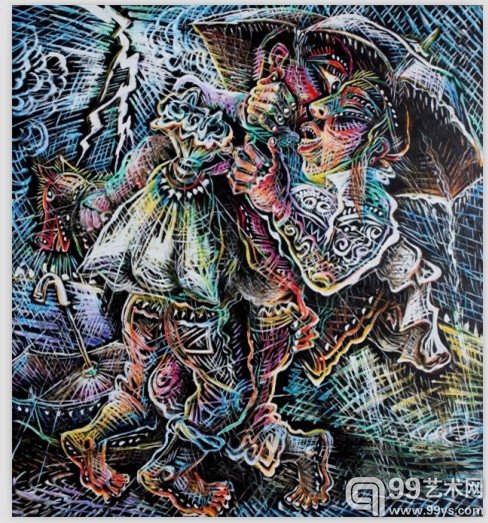 罗中立 拥抱 油彩画布 200×185cm 2005年