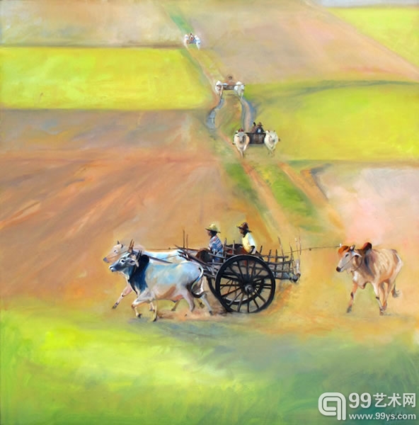 高昂米 return to home 2 归家 二           80x80 cm.oil on canvas,2013