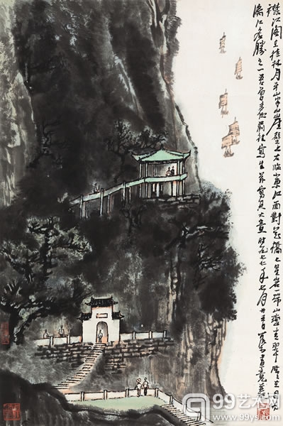  李可染《襟江阁》